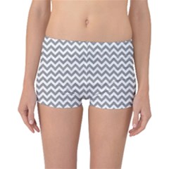 Medium Grey & White Zigzag Pattern Boyleg Bikini Bottoms by Zandiepants