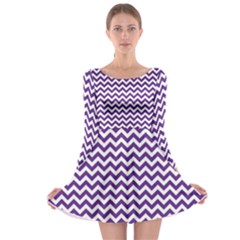 Royal Purple & White Zigzag Pattern Long Sleeve Skater Dress by Zandiepants