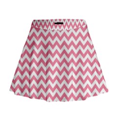 Soft Pink & White Zigzag Pattern Mini Flare Skirt by Zandiepants