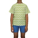 Spring Green & White Zigzag Pattern Kid s Short Sleeve Swimwear View1