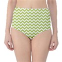 Spring Green & White Zigzag Pattern High-Waist Bikini Bottoms View1