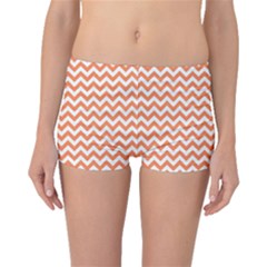 Tangerine Orange & White Zigzag Pattern Boyleg Bikini Bottoms by Zandiepants