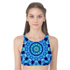 Blue Sea Jewel Mandala Tank Bikini Top by Zandiepants