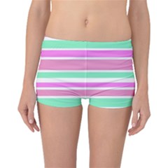 Pink Green Stripes Boyleg Bikini Bottoms by BrightVibesDesign