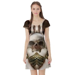 Skull Magic Short Sleeve Skater Dress by icarusismartdesigns