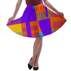 Misc Colorful Shapes                                           A-line Skater Skirt by LalyLauraFLM