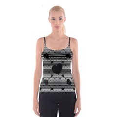 Black And Gray Abstract Hearts Spaghetti Strap Top by TRENDYcouture
