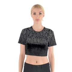 Grey Ombre Feather Pattern, Black, Cotton Crop Top by Zandiepants