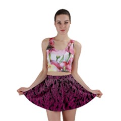 Pink Ombre Feather Pattern, Black, Mini Skirt by Zandiepants