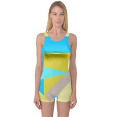 Blue Yellow Shapes                                                        Women s Boyleg One Piece Swimsuit by LalyLauraFLM