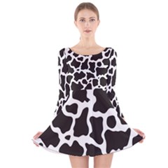 Cow Pattern Long Sleeve Velvet Skater Dress by sifis