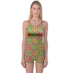 Modern Colorful Geometric One Piece Boyleg Swimsuit by dflcprintsclothing