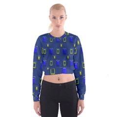 3d Rectangles                                                                        Women s Cropped Sweatshirt by LalyLauraFLM
