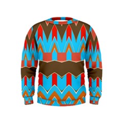 Blue Brown Chevrons                                                                        Kid s Sweatshirt by LalyLauraFLM