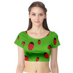 Ladybugs Short Sleeve Crop Top (tight Fit) by Valentinaart
