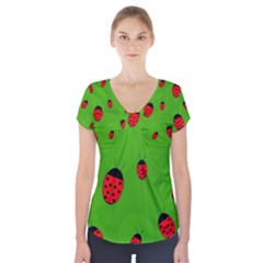 Ladybugs Short Sleeve Front Detail Top by Valentinaart