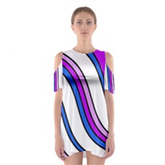 Purple Lines Cutout Shoulder Dress by Valentinaart