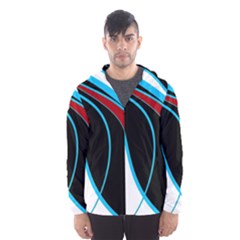 Blue, Red, Black And White Design Hooded Wind Breaker (men) by Valentinaart