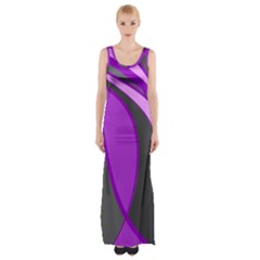 Purple Elegant Lines Maxi Thigh Split Dress by Valentinaart