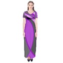 Purple Elegant Lines Short Sleeve Maxi Dress View1