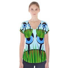Snail Short Sleeve Front Detail Top by Valentinaart