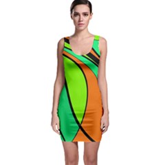 Green And Orange Sleeveless Bodycon Dress by Valentinaart