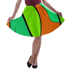 Green And Orange A-line Skater Skirt by Valentinaart