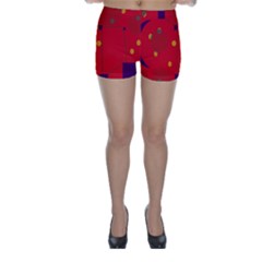 Red Abstract Sky Skinny Shorts by Valentinaart
