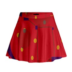 Red Abstract Sky Mini Flare Skirt by Valentinaart