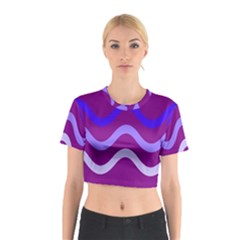 Purple Waves Cotton Crop Top by Valentinaart