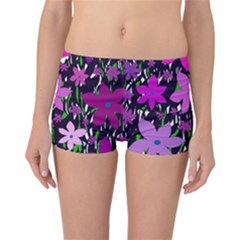 Purple Fowers Reversible Boyleg Bikini Bottoms by Valentinaart