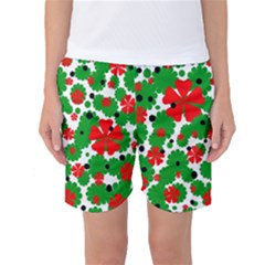 Red And Green Christmas Design  Women s Basketball Shorts by Valentinaart