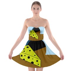 Cheese  Strapless Dresses by Valentinaart