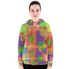 Colorful Geometrical Design Women s Zipper Hoodie by Valentinaart