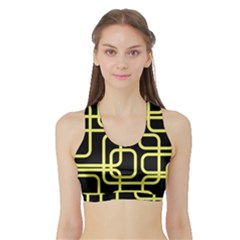 Yellow And Black Decorative Design Sports Bra With Border by Valentinaart