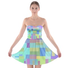 Pastel Geometrical Desing Strapless Dresses by Valentinaart