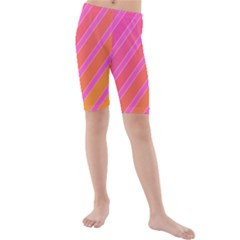 Pink Elegant Lines Kid s Mid Length Swim Shorts by Valentinaart