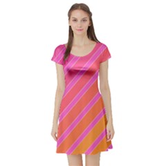 Pink Elegant Lines Short Sleeve Skater Dress by Valentinaart