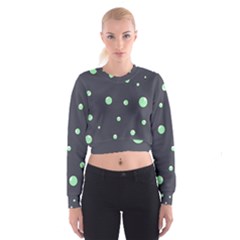 Green Bubbles Women s Cropped Sweatshirt by Valentinaart