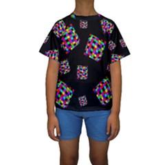 Flying  Colorful Cubes Kid s Short Sleeve Swimwear by Valentinaart
