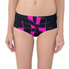 Pink Abstract Flower Mid-waist Bikini Bottoms by Valentinaart