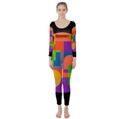 Colorful Circle  Long Sleeve Catsuit by Valentinaart