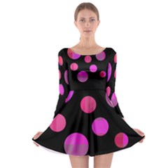 Pink Abstraction Long Sleeve Skater Dress by Valentinaart