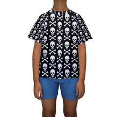 Skull And Crossbones Pattern Kid s Short Sleeve Swimwear by ArtistRoseanneJones