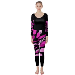 Purple Abstraction Long Sleeve Catsuit by Valentinaart