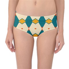 Blue Yellow Rhombus Pattern                                                                                 Mid-waist Bikini Bottoms by LalyLauraFLM