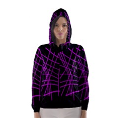 Neon Purple Abstraction Hooded Wind Breaker (women) by Valentinaart