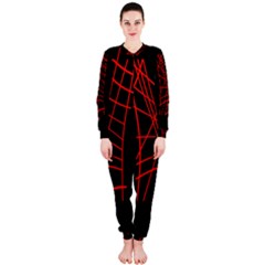Neon Red Abstraction Onepiece Jumpsuit (ladies)  by Valentinaart