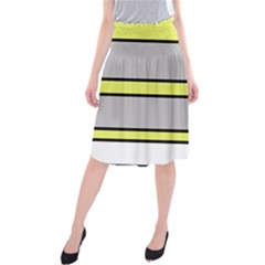 Yellow And Gray Lines Midi Beach Skirt by Valentinaart