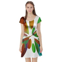 Colorful Abstract Flower Short Sleeve Skater Dress by Valentinaart